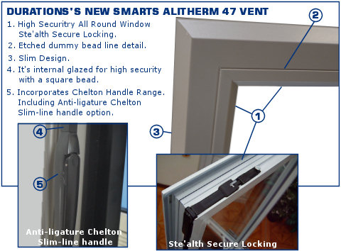 Key features of this aluminium window include high security Trojan locking, 24 or 28mm glazing, elegant Ovolo interior design and Polyamide thermal break.